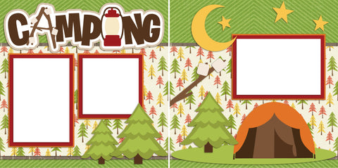 Camping - Digital Scrapbook Pages - INSTANT DOWNLOAD - EZscrapbooks Scrapbook Layouts Camping - Hiking