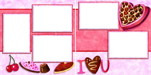 I Heart U - Digital Scrapbook Pages - INSTANT DOWNLOAD - EZscrapbooks Scrapbook Layouts Love - Valentine