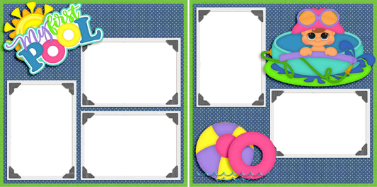 First Pool - Digital Scrapbook Pages - INSTANT DOWNLOAD - EZscrapbooks Scrapbook Layouts Baby - Toddler, Swimming - Pool