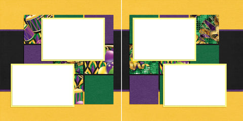 Purple Green & Gold - Digital Scrapbook Pages - INSTANT DOWNLOAD - EZscrapbooks Scrapbook Layouts New Orleans - Mardi Gras