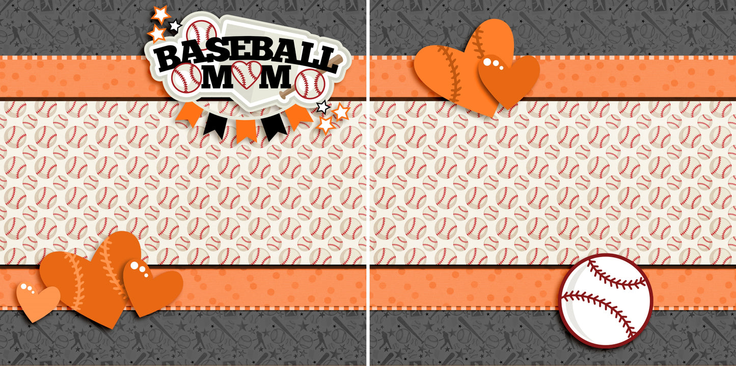 Baseball Mom Orange NPM - 3243 - EZscrapbooks Scrapbook Layouts baseball, Sports