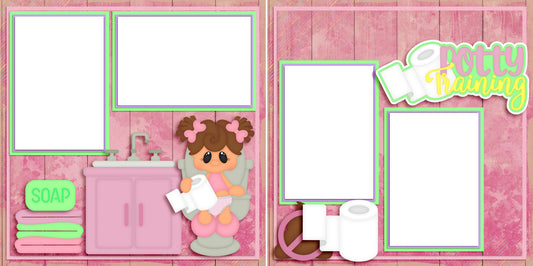 Potty Training Girl - Digital Scrapbook Pages - INSTANT DOWNLOAD - EZscrapbooks Scrapbook Layouts big kid, cute, potty training, sweet