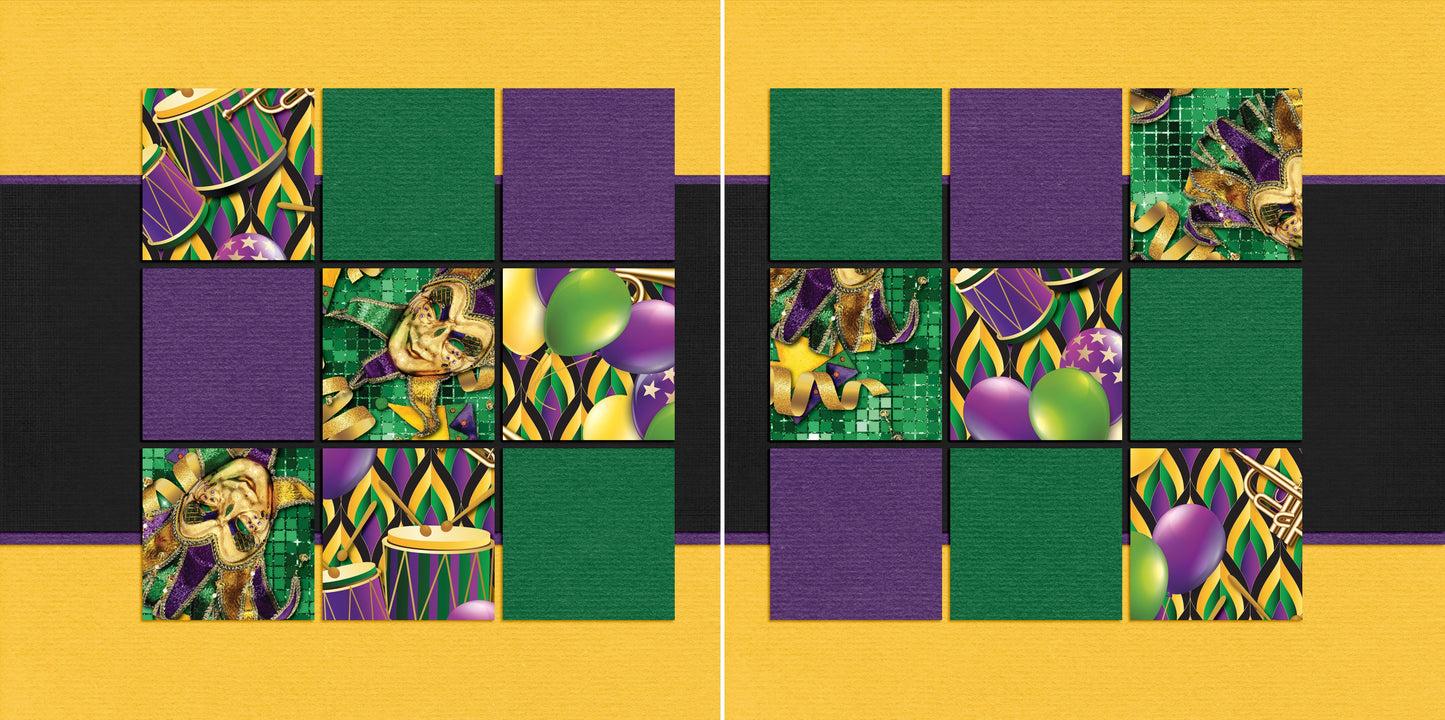 Purple Green & Gold NPM - 5319 - EZscrapbooks Scrapbook Layouts New Orleans - Mardi Gras
