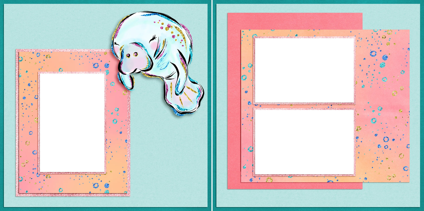 Manatee - Digital Scrapbook Pages - INSTANT DOWNLOAD