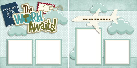 The World Awaits - Digital Scrapbook Pages - INSTANT DOWNLOAD - EZscrapbooks Scrapbook Layouts Vacation