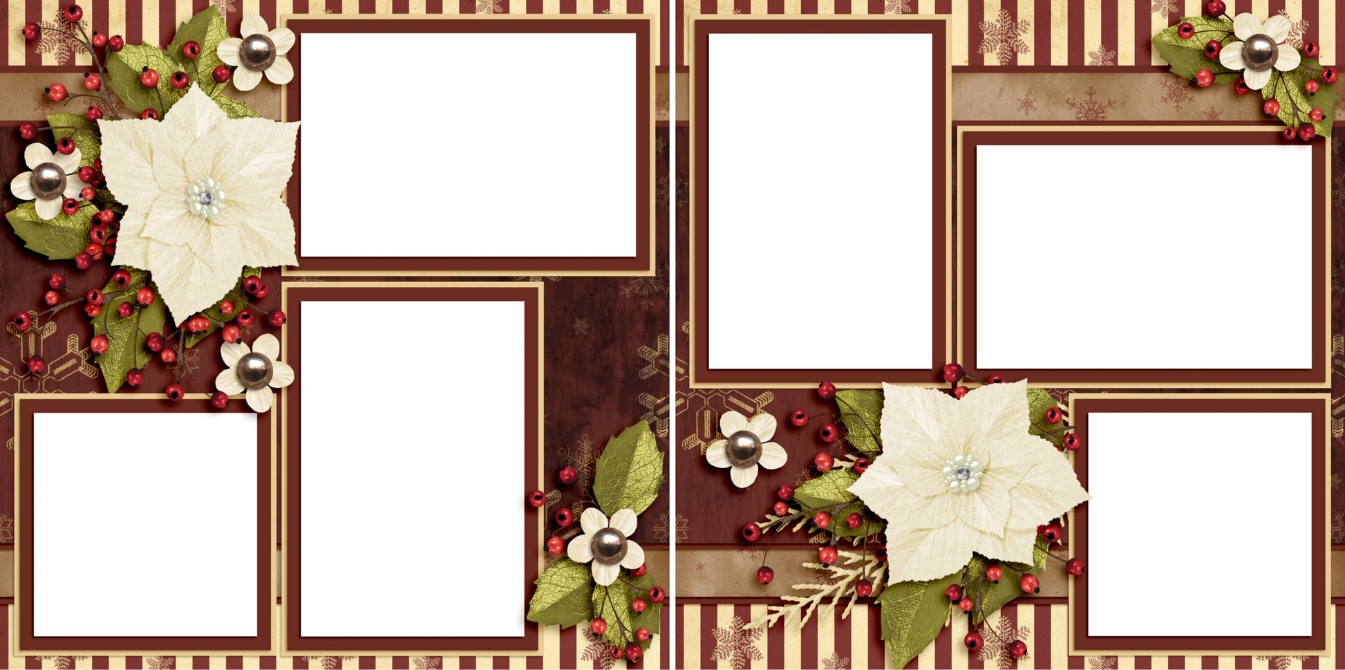 Burgundy Cheer - Digital Scrapbook Pages - INSTANT DOWNLOAD - EZscrapbooks Scrapbook Layouts Christmas