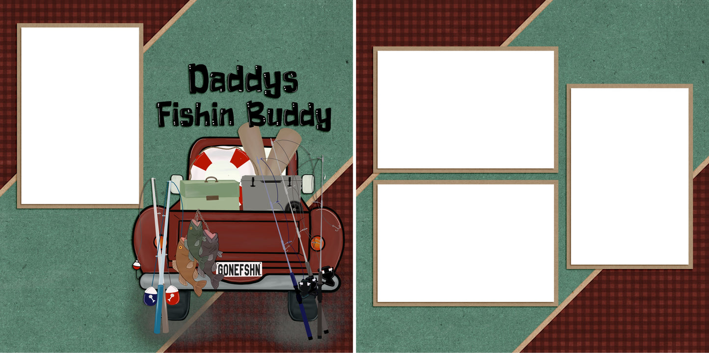 Dad's Fishin' Buddy - Digital Scrapbook Pages - INSTANT DOWNLOAD - EZscrapbooks Scrapbook Layouts Baby