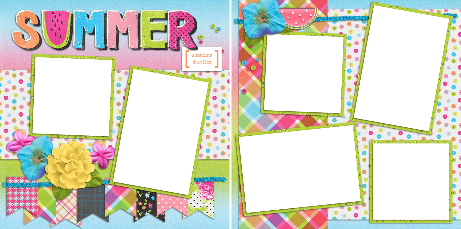 Summer -Digital Scrapbook Pages - INSTANT DOWNLOAD - EZscrapbooks Scrapbook Layouts Summer