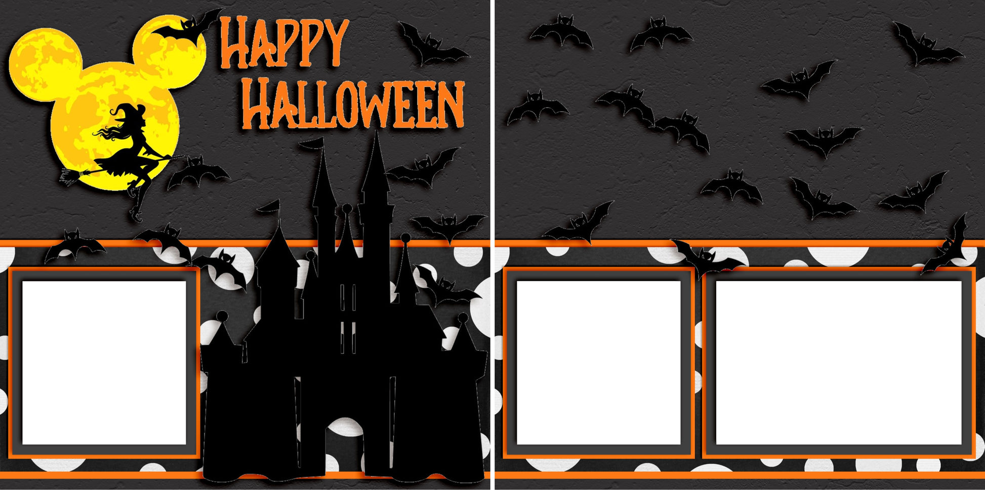 Happy Halloween Disney Castle - Digital Scrapbook Pages - INSTANT DOWNLOAD - EZscrapbooks Scrapbook Layouts Disney