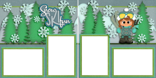 Ski Fun Girl - Digital Scrapbook Pages - INSTANT DOWNLOAD - EZscrapbooks Scrapbook Layouts Winter