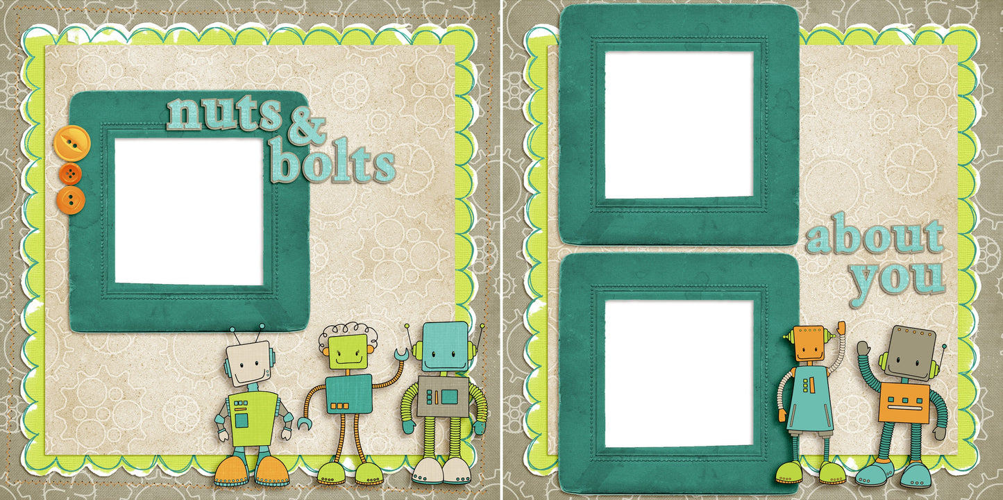 Nuts & Bolts EZ Quick Pages -  Digital Bundle - 10 Digital Scrapbook Pages - INSTANT DOWNLOAD