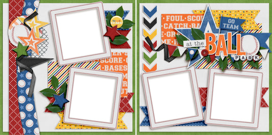 At the Ball Park - Digital Scrapbook Pages - INSTANT DOWNLOAD - EZscrapbooks Scrapbook Layouts Sports