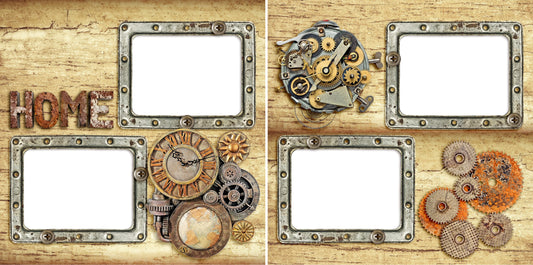 Steampunk 1 - Digital Scrapbook Pages - INSTANT DOWNLOAD - EZscrapbooks Scrapbook Layouts Steampunk