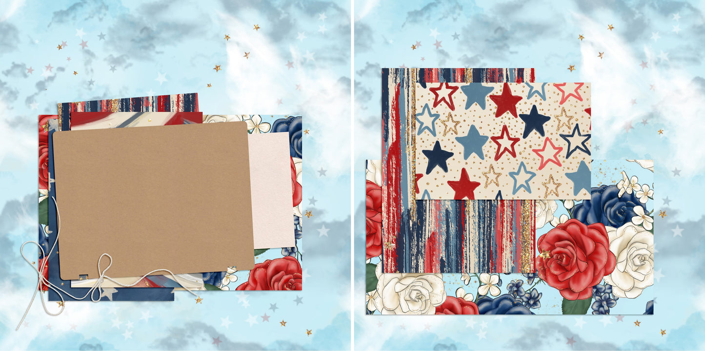 Stars, Stripes & Roses NPM - 4847 - EZscrapbooks Scrapbook Layouts July 4th - Patriotic