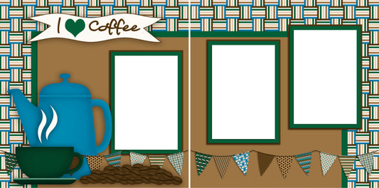 I Love Coffee - Digital Scrapbook Pages - INSTANT DOWNLOAD - EZscrapbooks Scrapbook Layouts Foods