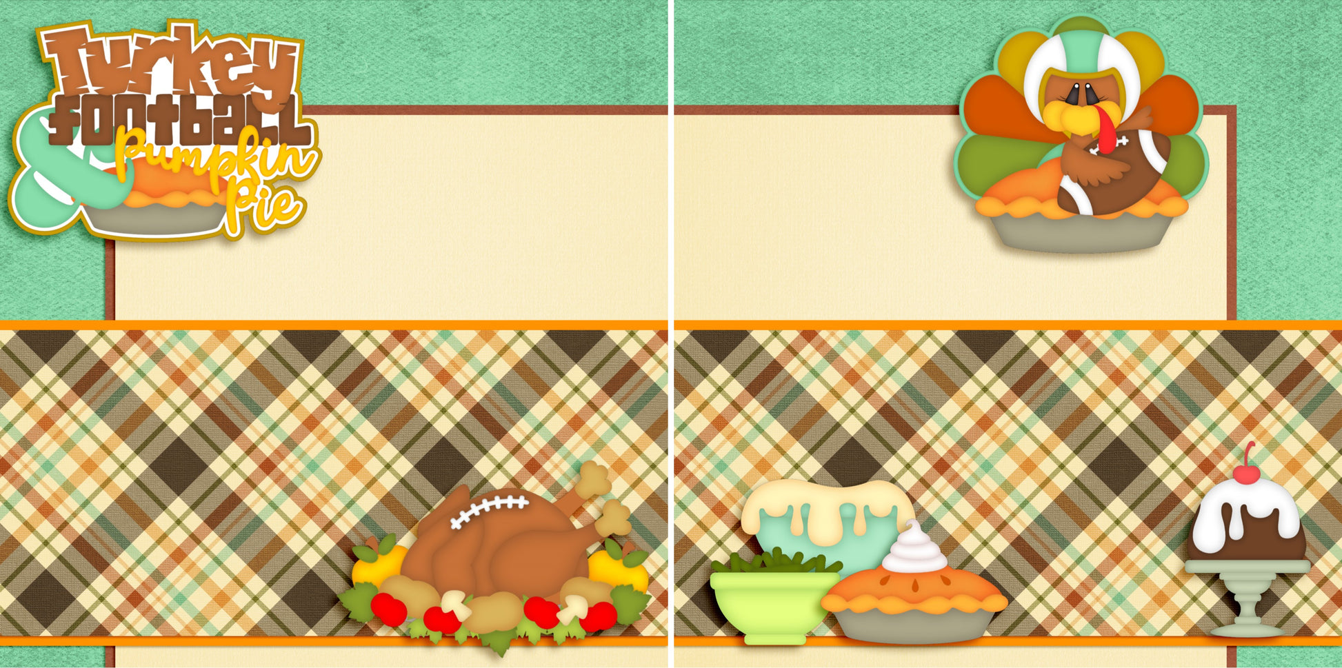 Turkey & Football NPM - 3665 - EZscrapbooks Scrapbook Layouts Thanksgiving