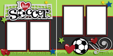 I Love Soccer - Digital Scrapbook Pages - INSTANT DOWNLOAD - EZscrapbooks Scrapbook Layouts Sports