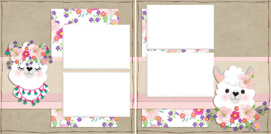 Flowers & Llamas - Digital Scrapbook Pages - INSTANT DOWNLOAD - EZscrapbooks Scrapbook Layouts Cute, Flowers, Llamas