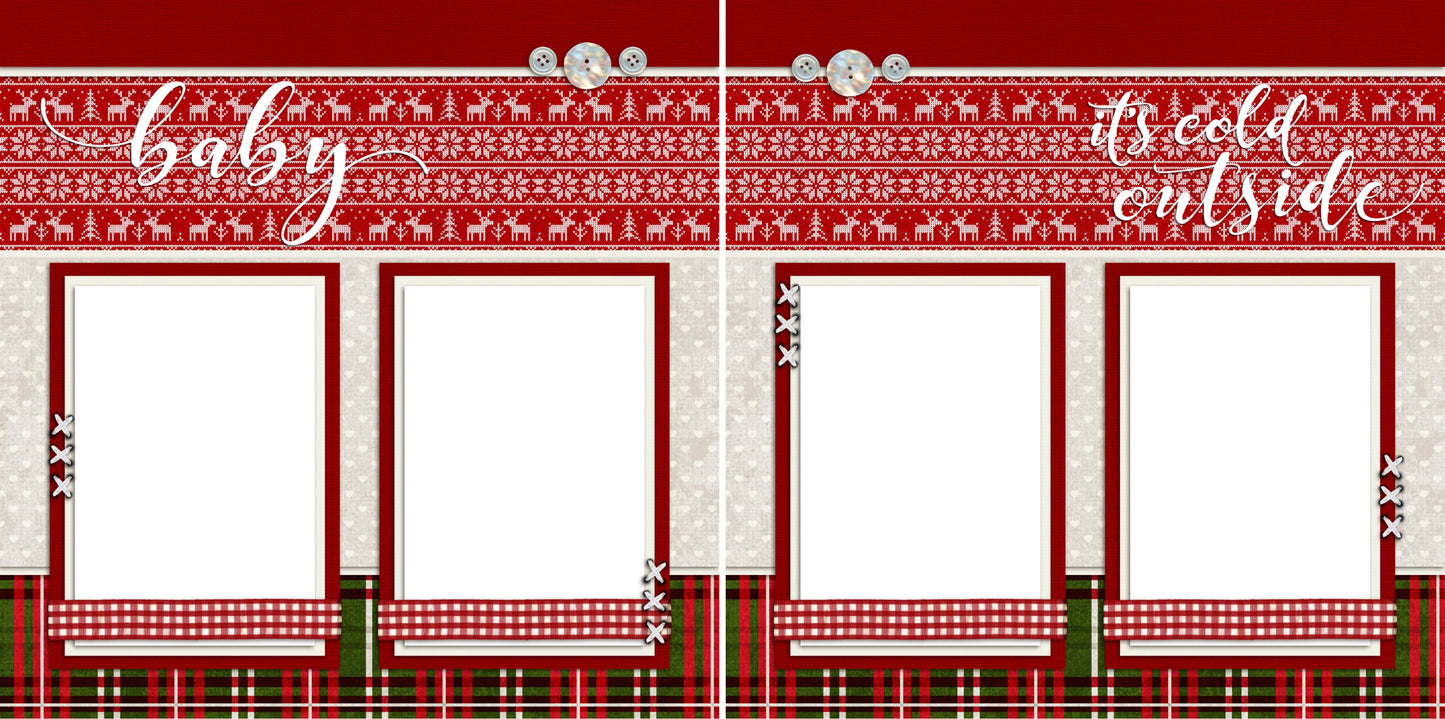 Baby It's Cold Outside - Digital Scrapbook Pages - INSTANT DOWNLOAD - EZscrapbooks Scrapbook Layouts Christmas