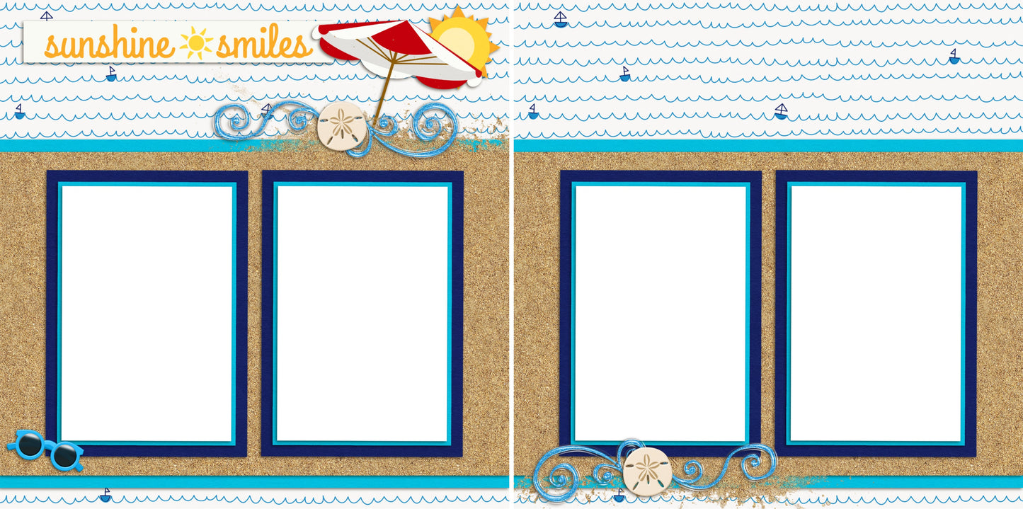 Sunshine Smiles - Digital Scrapbook Pages - INSTANT DOWNLOAD - EZscrapbooks Scrapbook Layouts Beach - Tropical, Summer