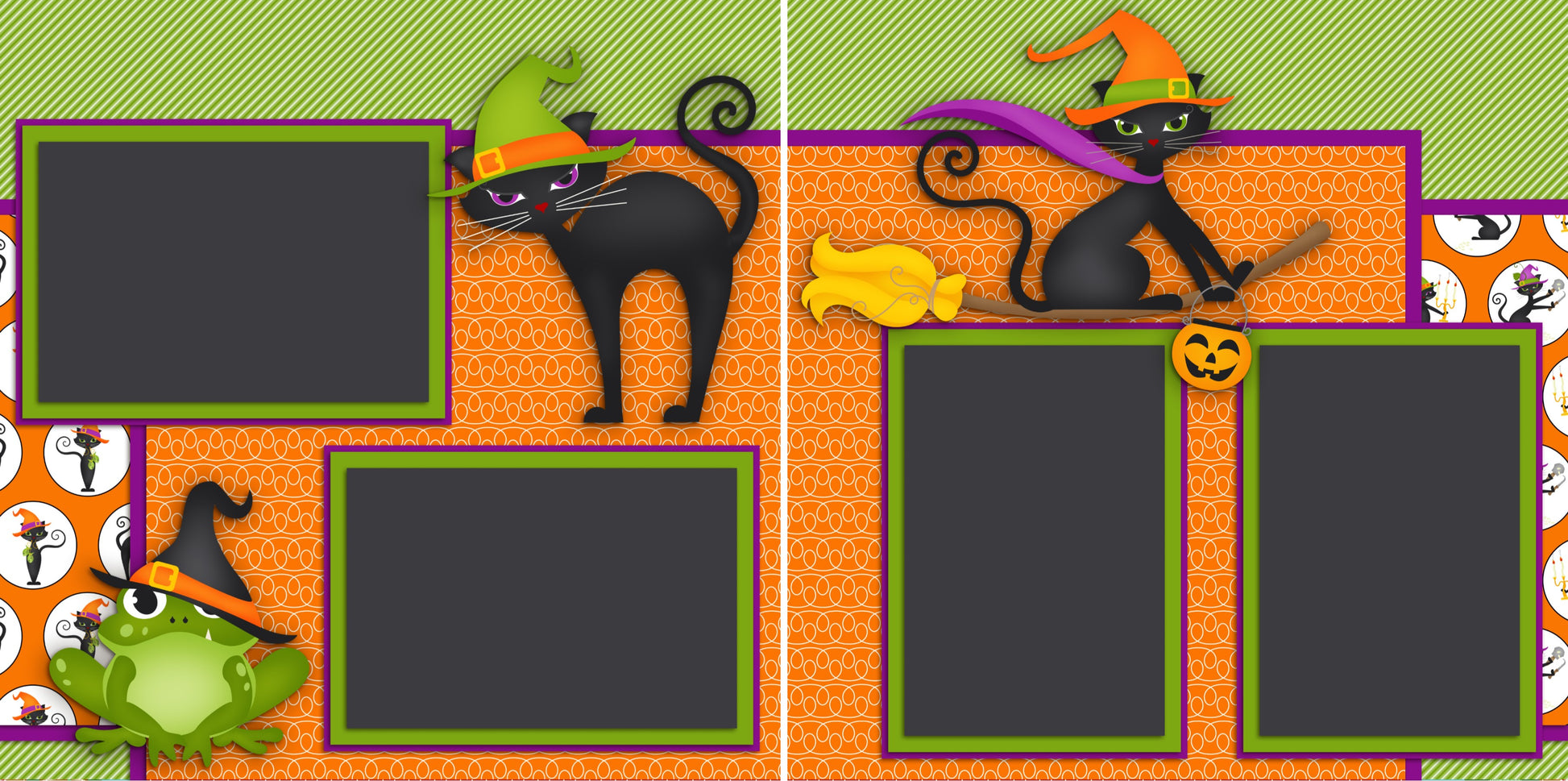 Black Cats - 2387 - EZscrapbooks Scrapbook Layouts Halloween