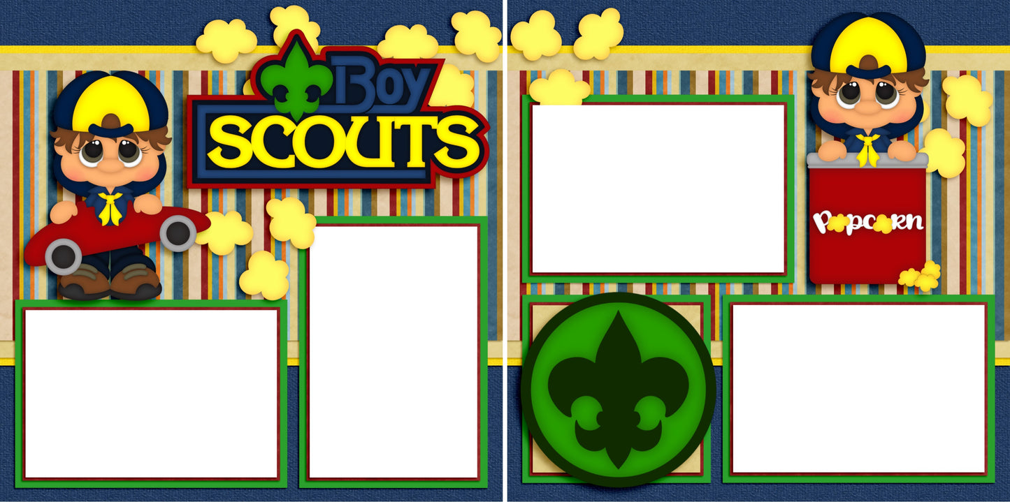 Boy Scouts - Digital Scrapbook Pages - INSTANT DOWNLOAD - 2019 - EZscrapbooks Scrapbook Layouts scouting