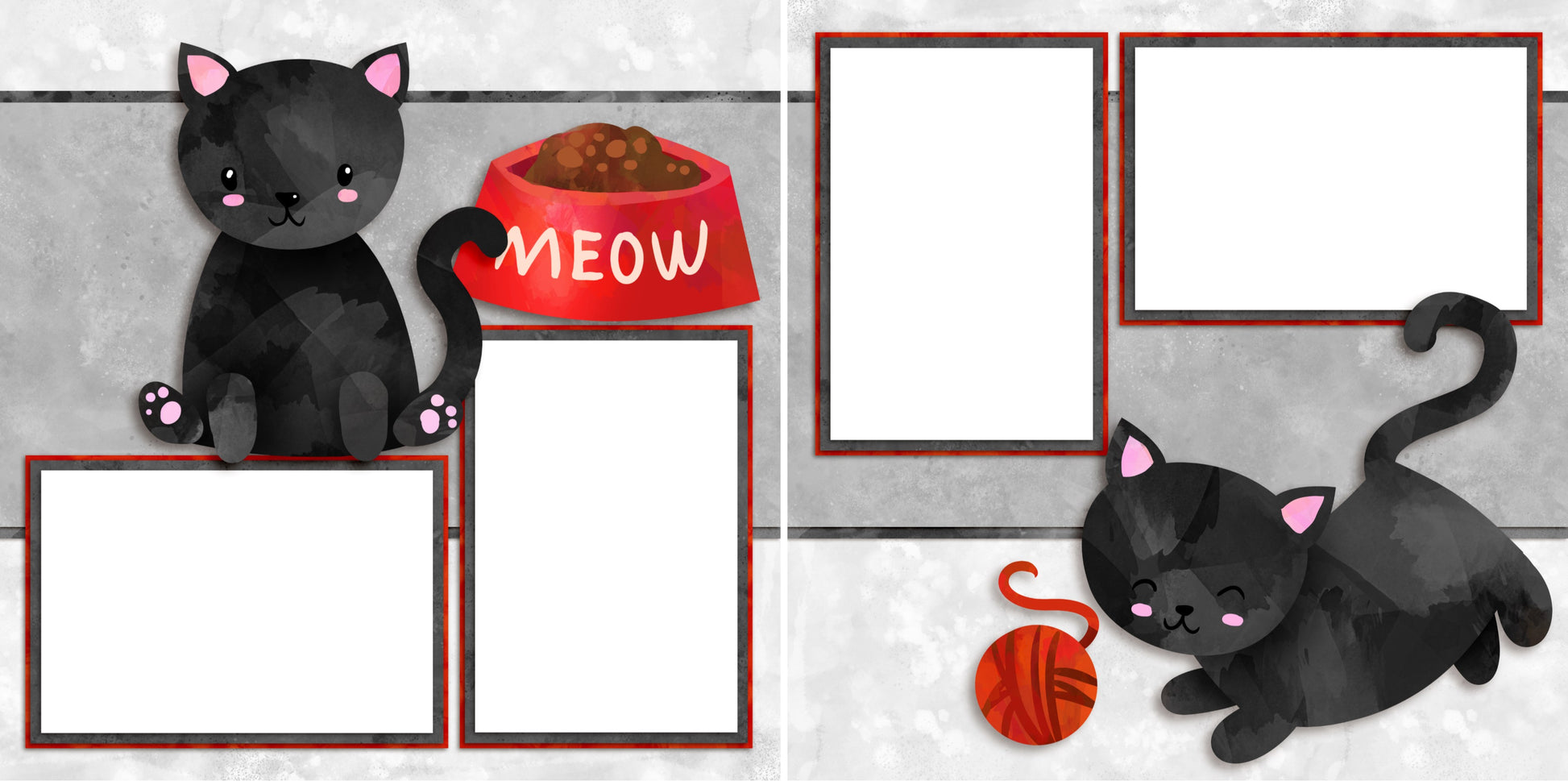 Black Kitty - Digital Scrapbook Pages - INSTANT DOWNLOAD - EZscrapbooks Scrapbook Layouts Pets