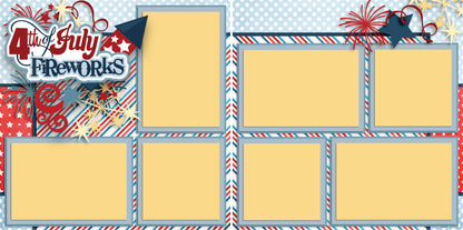 4th of July Fireworks - 3204 - EZscrapbooks Scrapbook Layouts July 4th - Patriotic