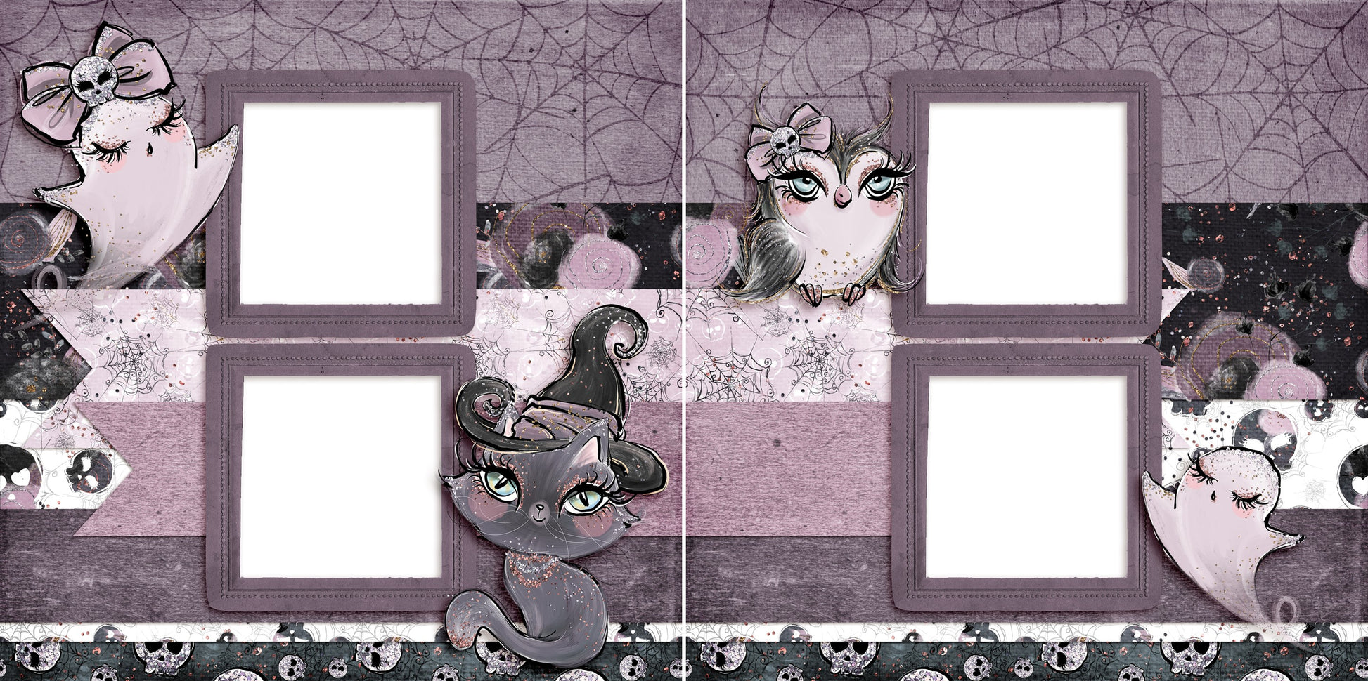 Bootiful Friends - Digital Scrapbook Pages - INSTANT DOWNLOAD - EZscrapbooks Scrapbook Layouts boo, halloween, spooky