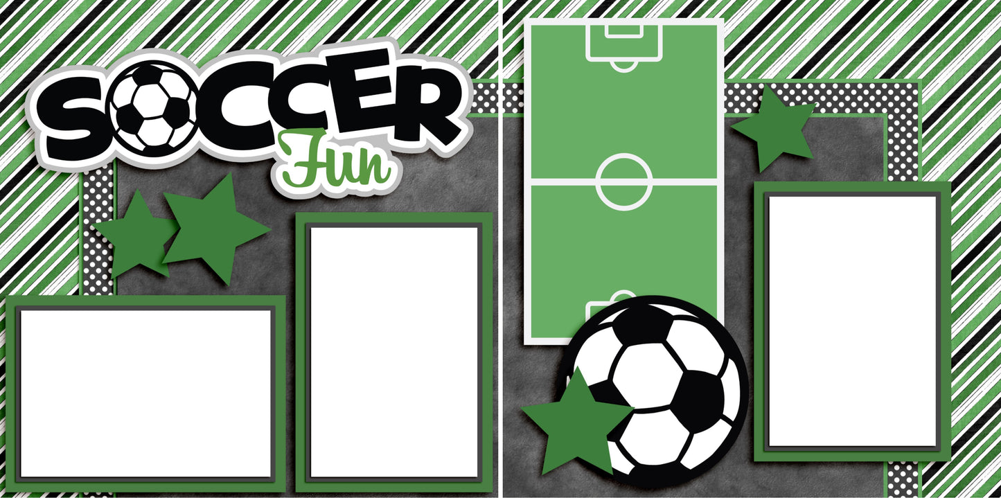 Soccer Fun Green - Digital Scrapbook Pages - INSTANT DOWNLOAD - EZscrapbooks Scrapbook Layouts soccer, Sports
