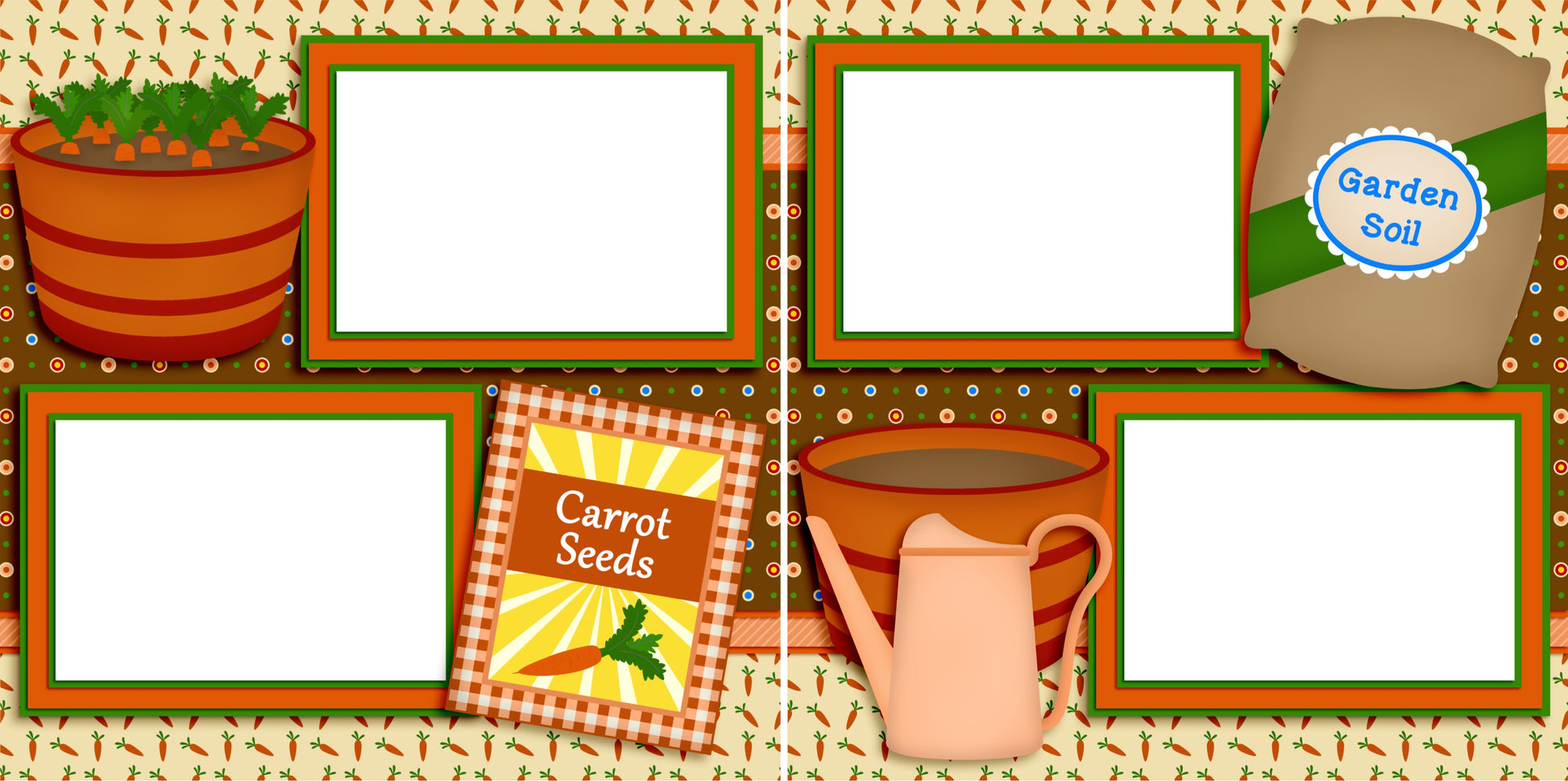 Carrot Seeds - Digital Scrapbook Pages - INSTANT DOWNLOAD - EZscrapbooks Scrapbook Layouts Farm - Garden, Spring - Easter