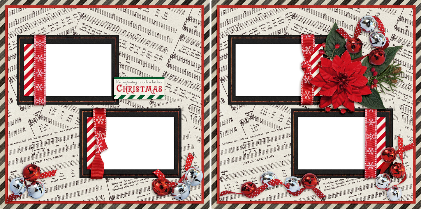 Christmas Music - Digital Scrapbook Pages - INSTANT DOWNLOAD - 2019 - EZscrapbooks Scrapbook Layouts Winter