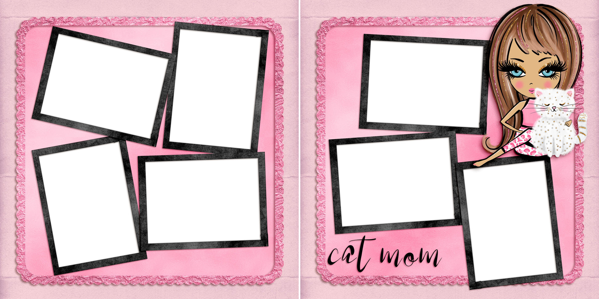 Cat Mom - Digital Scrapbook Pages - INSTANT DOWNLOAD - EZscrapbooks Scrapbook Layouts Cats, Pets