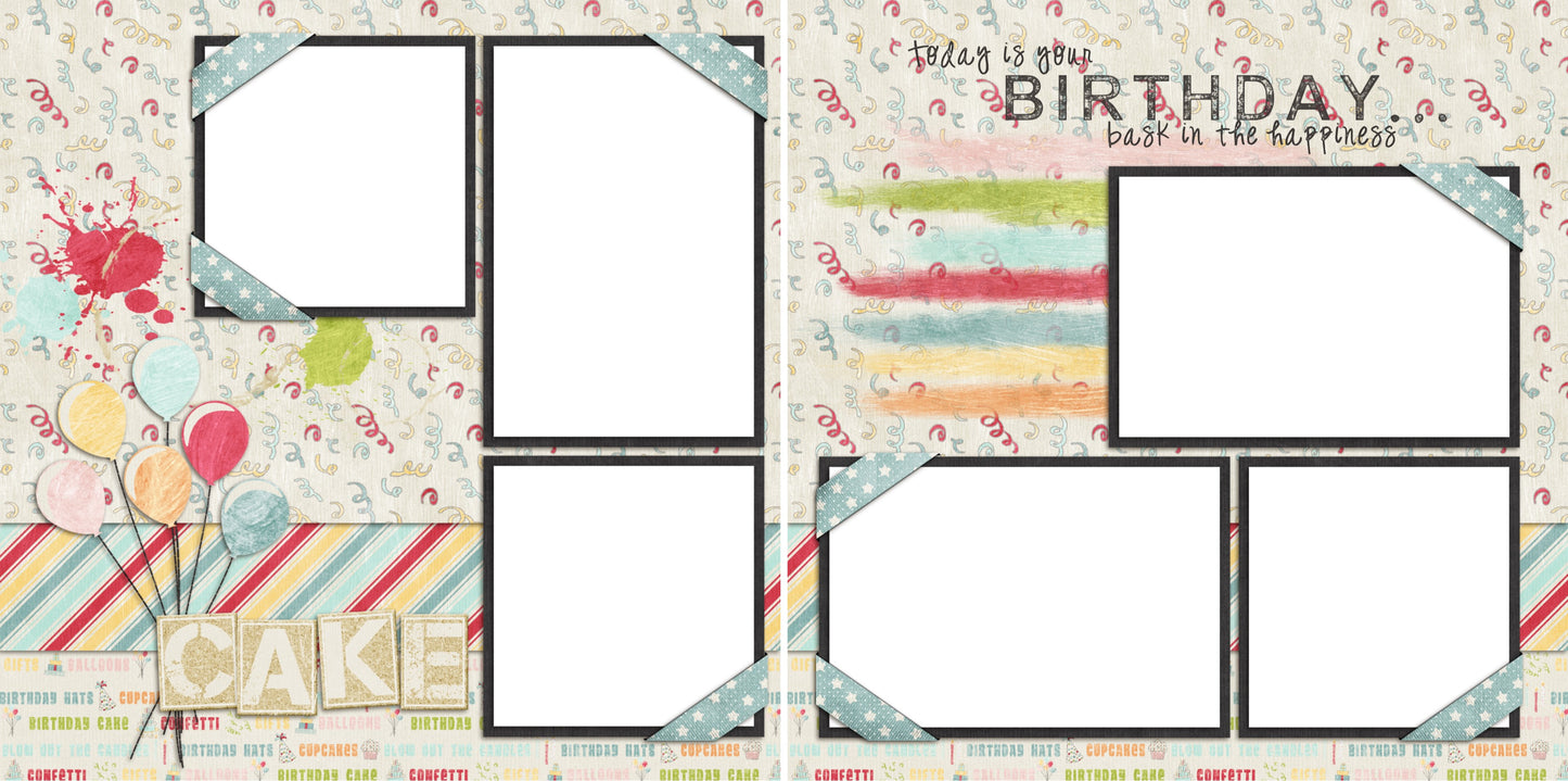 Birthday - Digital Scrapbook Pages - INSTANT DOWNLOAD - EZscrapbooks Scrapbook Layouts Birthday