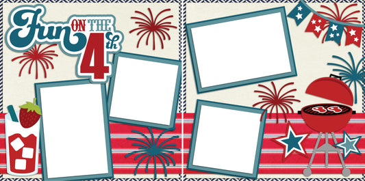 Fun on the 4th -Digital Scrapbook Pages - INSTANT DOWNLOAD - EZscrapbooks Scrapbook Layouts July 4th - Patriotic