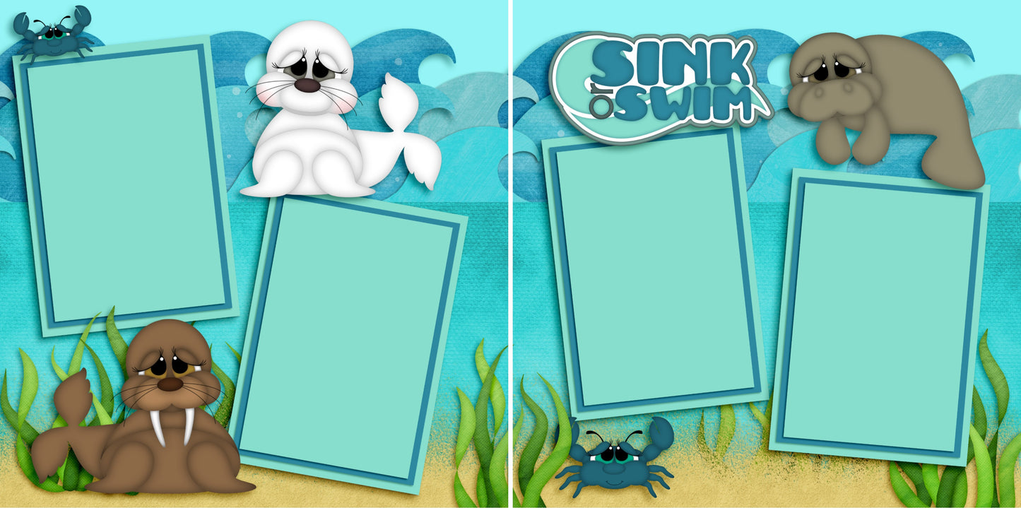 Sink or Swim - 3106 - EZscrapbooks Scrapbook Layouts Beach - Tropical, Swimming - Pool