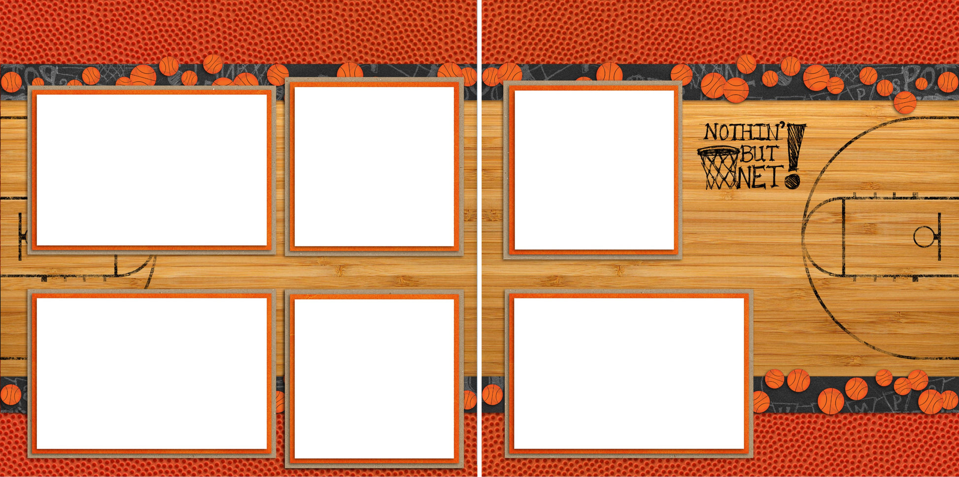 Basketball Court - Digital Scrapbook Pages - INSTANT DOWNLOAD - EZscrapbooks Scrapbook Layouts Sports