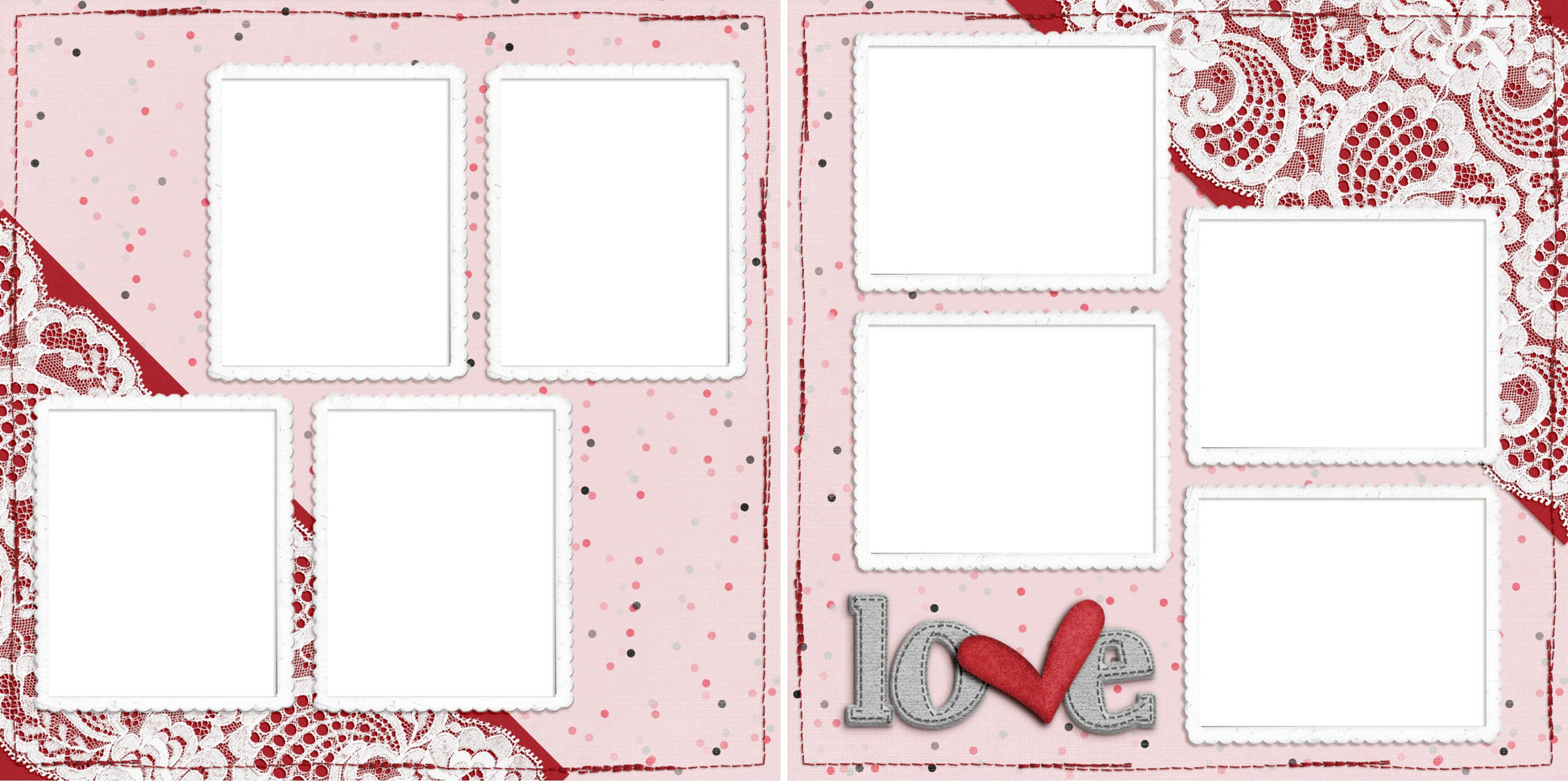 Love & Lace - Digital Scrapbook Pages - INSTANT DOWNLOAD - EZscrapbooks Scrapbook Layouts Love - Valentine