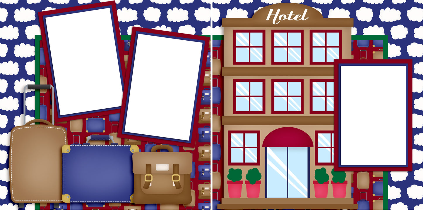 Hotel - Digital Scrapbook Pages - INSTANT DOWNLOAD - EZscrapbooks Scrapbook Layouts travel, Vacation