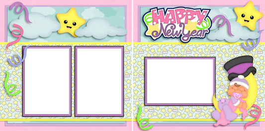 Happy New Year Baby Girl - Digital Scrapbook Pages - INSTANT DOWNLOAD - EZscrapbooks Scrapbook Layouts Baby - Toddler, New Year's