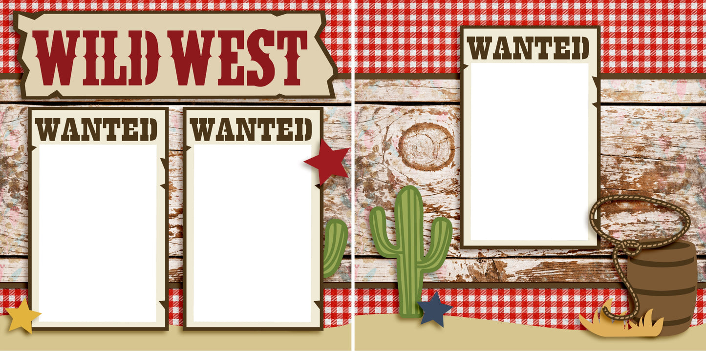 Wild West - Digital Scrapbook Pages - INSTANT DOWNLOAD - EZscrapbooks Scrapbook Layouts Western - Cowboy
