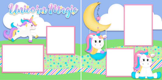 Unicorn Magic - Digital Scrapbook Pages - INSTANT DOWNLOAD - EZscrapbooks Scrapbook Layouts Kids