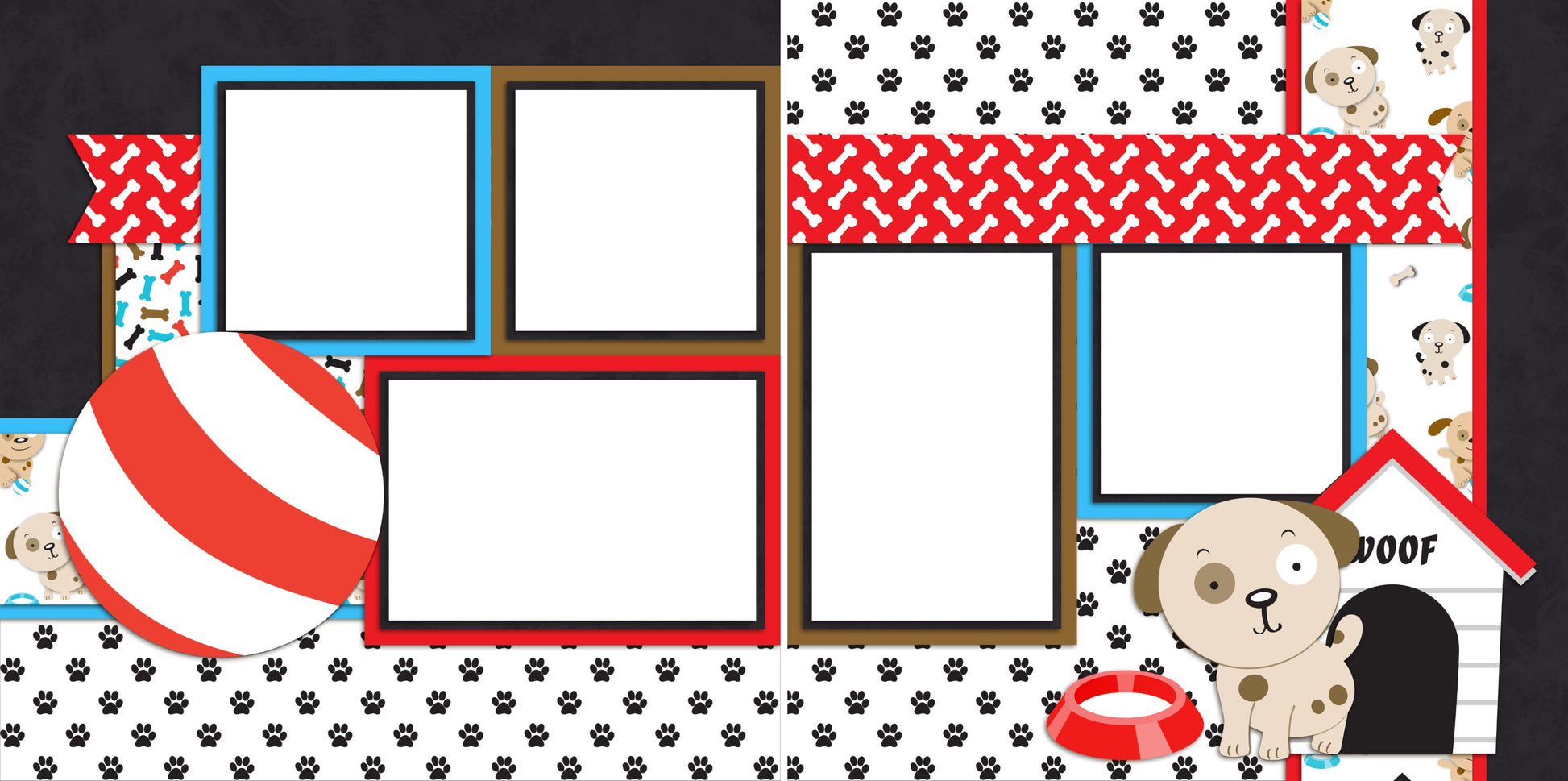 Puppy Love - Digital Scrapbook Pages - INSTANT DOWNLOAD - EZscrapbooks Scrapbook Layouts Pets