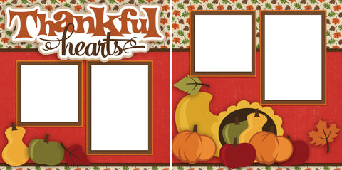Thankful Hearts - Digital Scrapbook Pages - INSTANT DOWNLOAD - EZscrapbooks Scrapbook Layouts Thanksgiving