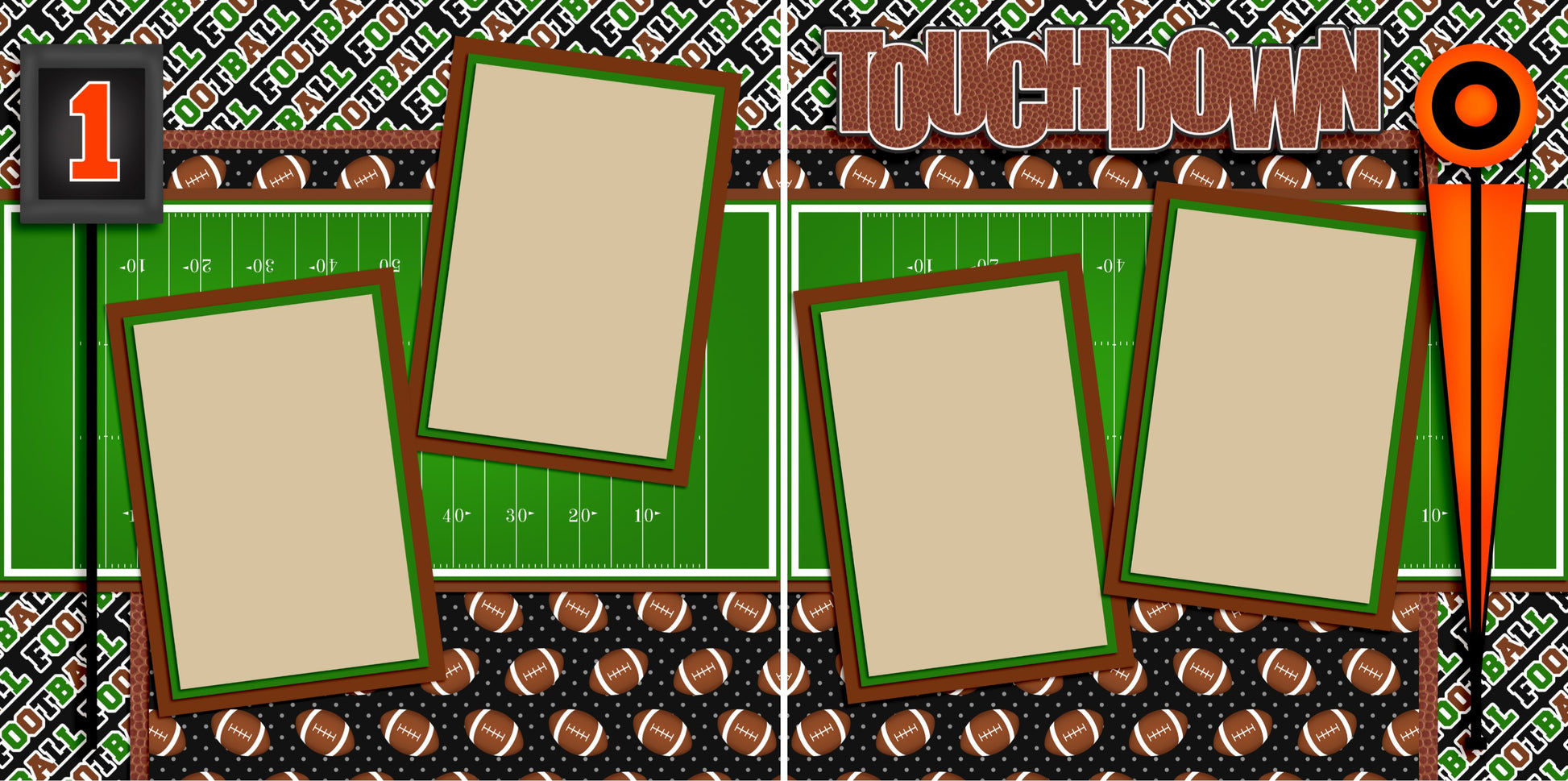 Touchdown - 2528 - EZscrapbooks Scrapbook Layouts Sports