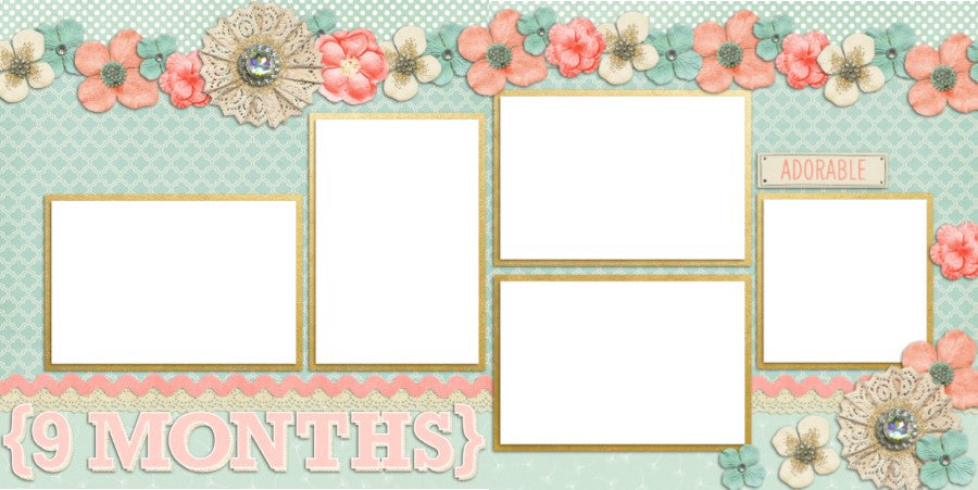 Baby Girl 9 Months - Digital Scrapbook Pages - INSTANT DOWNLOAD - EZscrapbooks Scrapbook Layouts Baby - Toddler