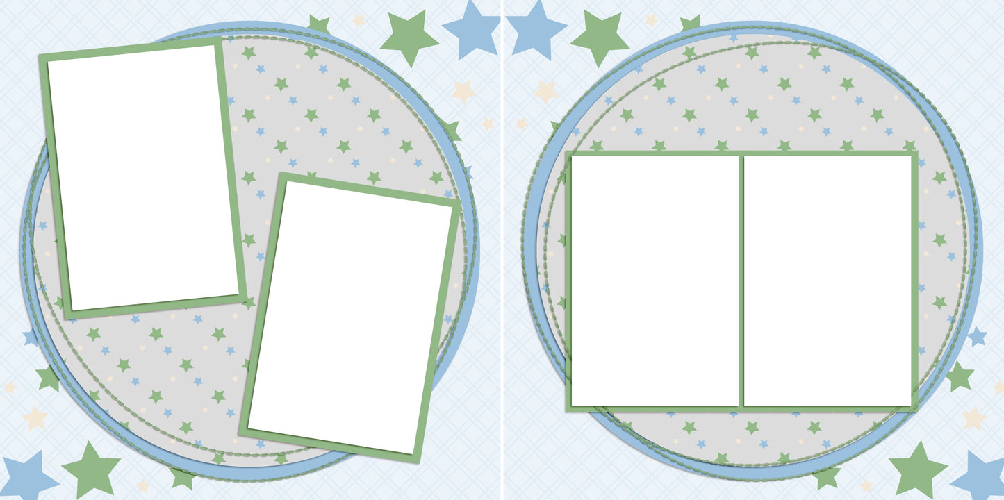 Baby Boy Stars - EZ Digital Scrapbook Pages - INSTANT DOWNLOAD