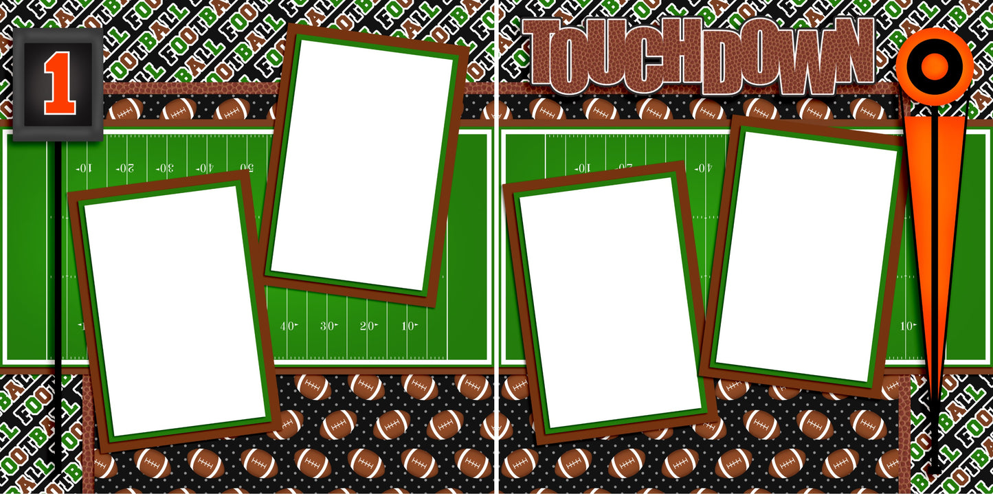 Touchdown - Digital Scrapbook Pages - INSTANT DOWNLOAD - EZscrapbooks Scrapbook Layouts Sports