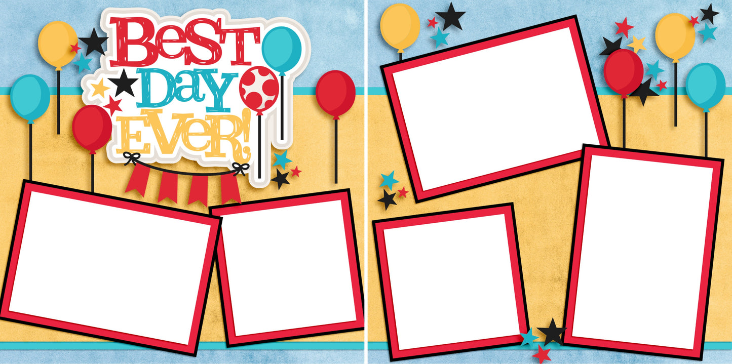 Best Day Ever - Digital Scrapbook Pages - INSTANT DOWNLOAD - EZscrapbooks Scrapbook Layouts Birthday, Disney