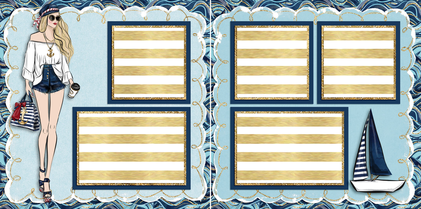 Nautical Girl Blonde - 5448 - EZscrapbooks Scrapbook Layouts Beach - Tropical, cruise, Nautical, Swimming - Pool